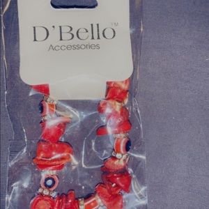 Red beaded evil eye bracelet elastic